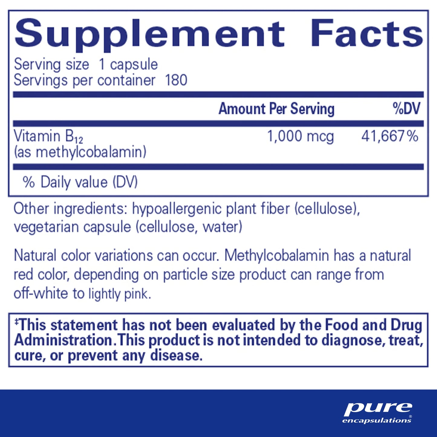 Methylcobalamin 1000mcg - 180 Capsules