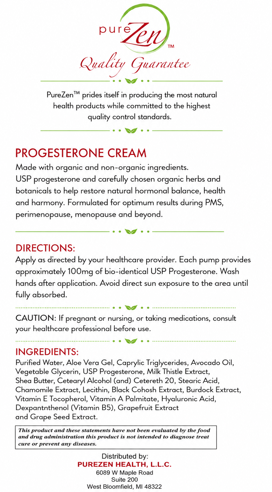 Zen Progesterone- 3.3 Fluid Ounces