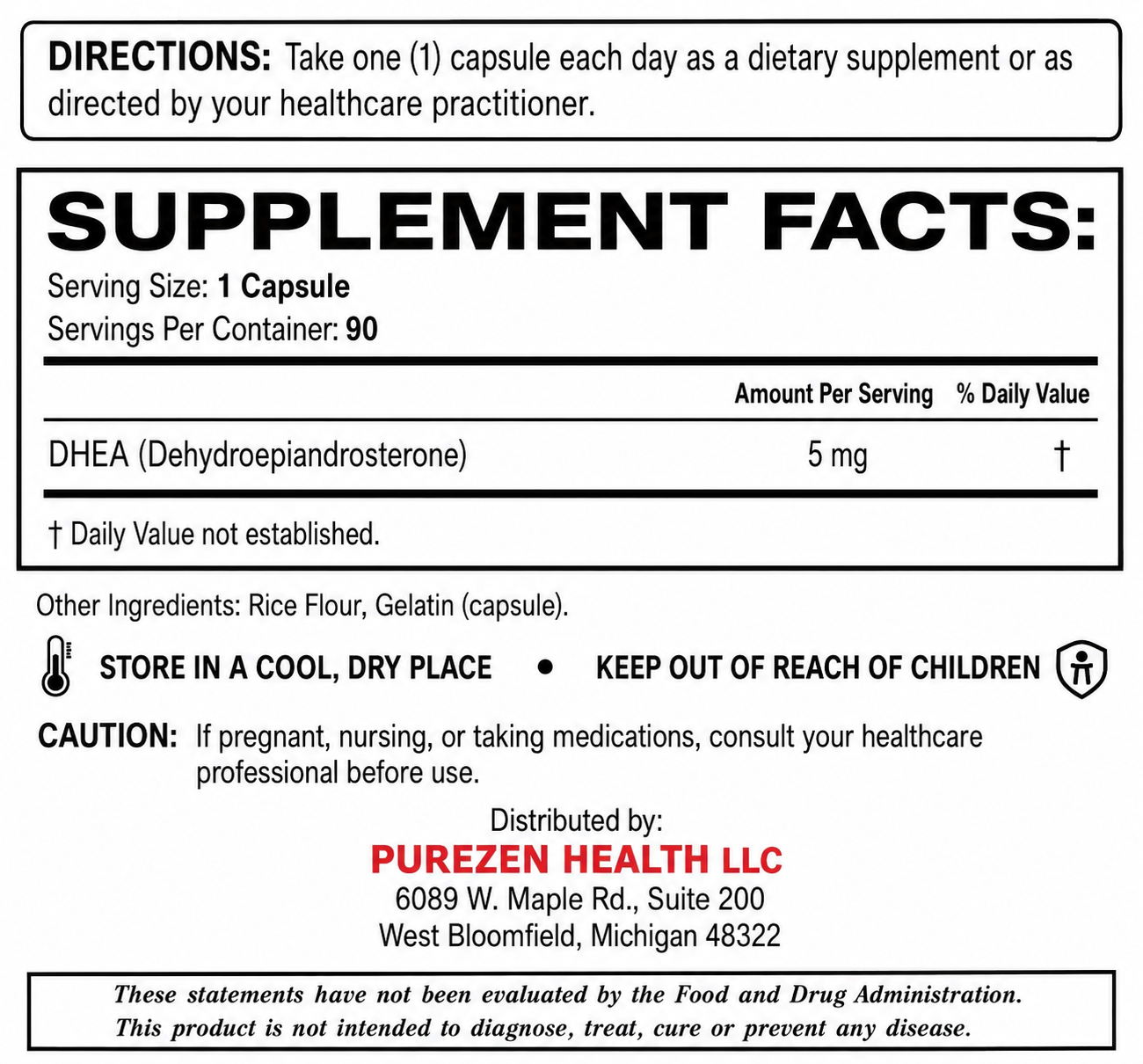 DHEA 5mg- 90 capsules