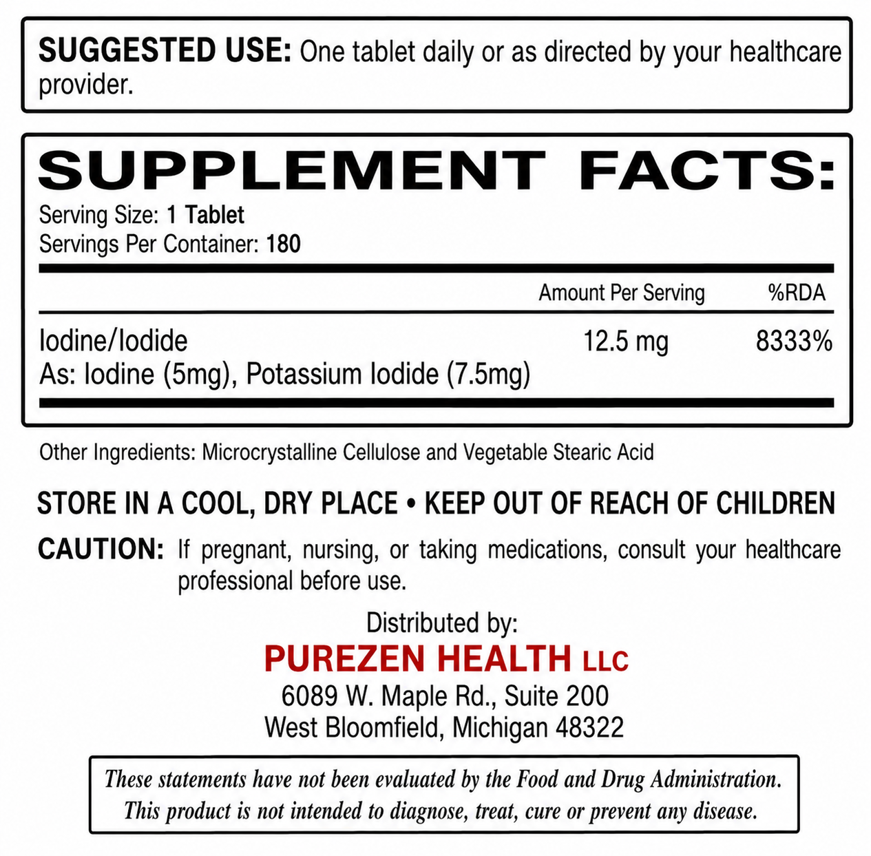 I-tabs Iodine 12.5mg - 180 Tablets