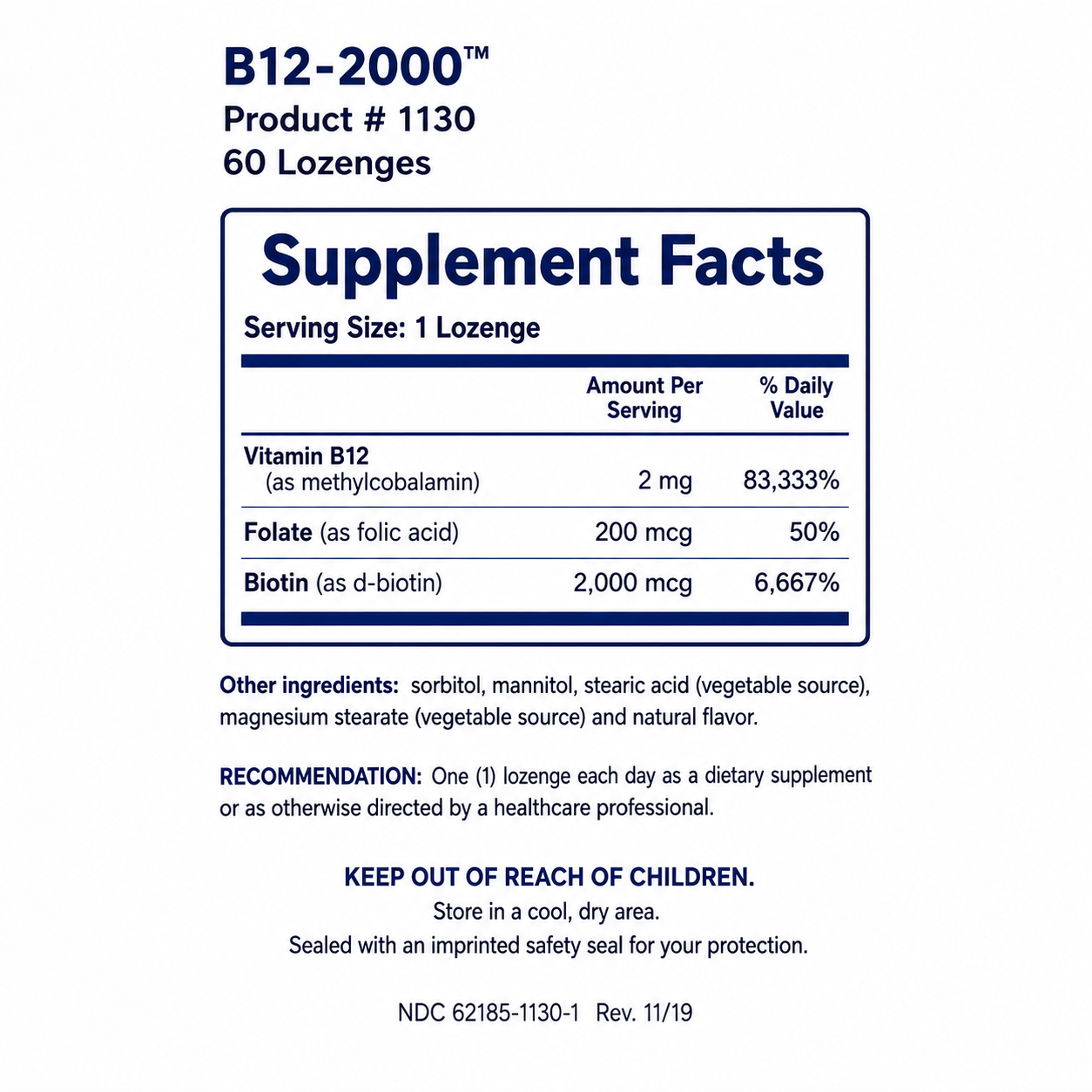 B-12 2000-60 Tablets