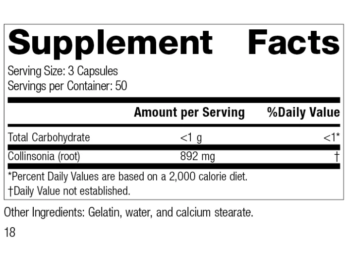Collinsonia Root - 150 Capsules