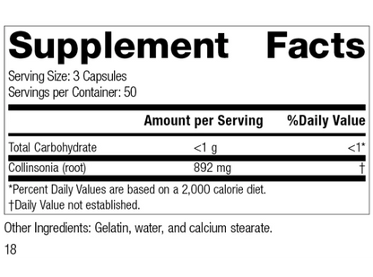 Collinsonia Root - 150 Capsules