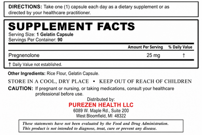 Pregnenolone 25mg- 90 Capsules