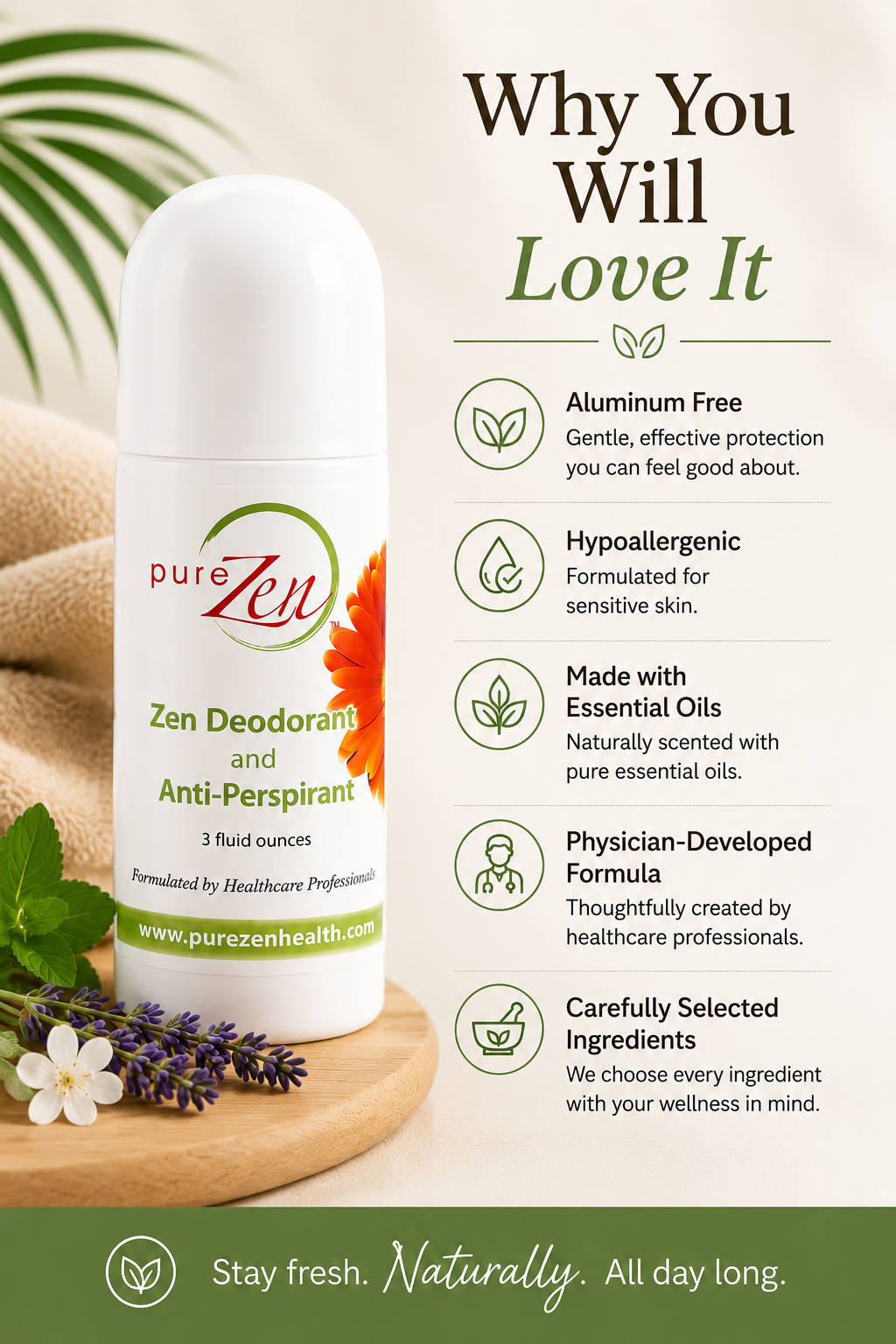 Zen Deodorant & Anti-Perspirant - 3 Fluid Ounces