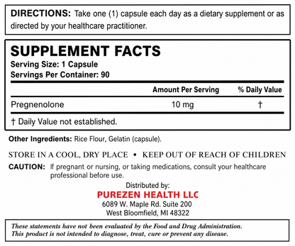 Pregnenolone 10mg- 90 Capsules