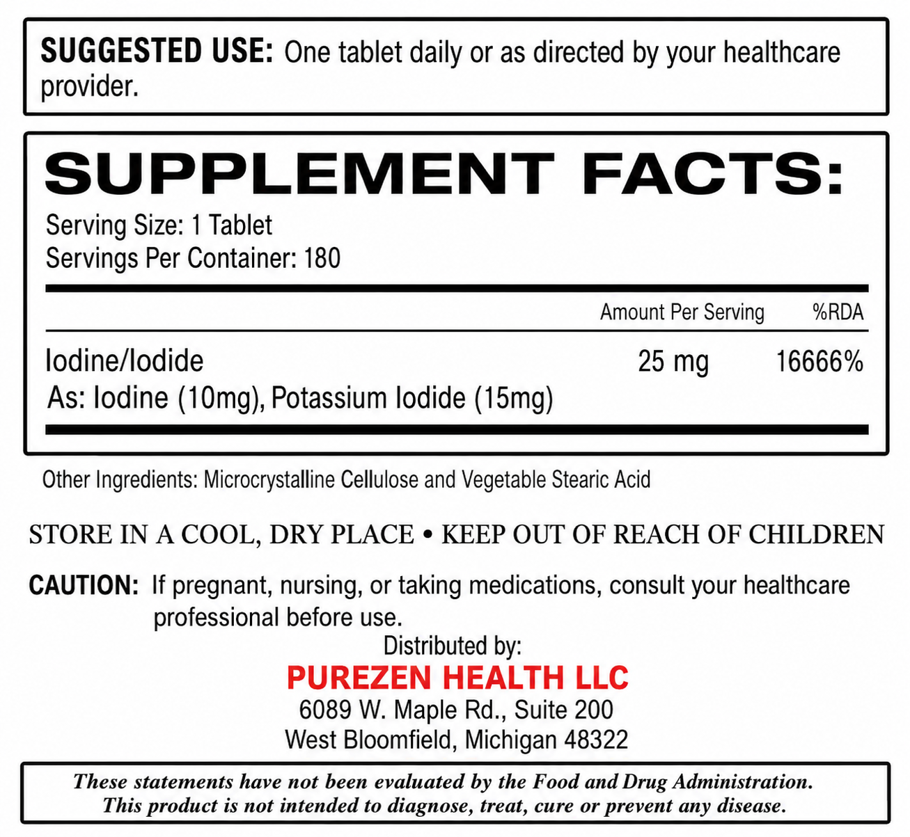 I-tabs Iodine 25mg - 180 Tablets