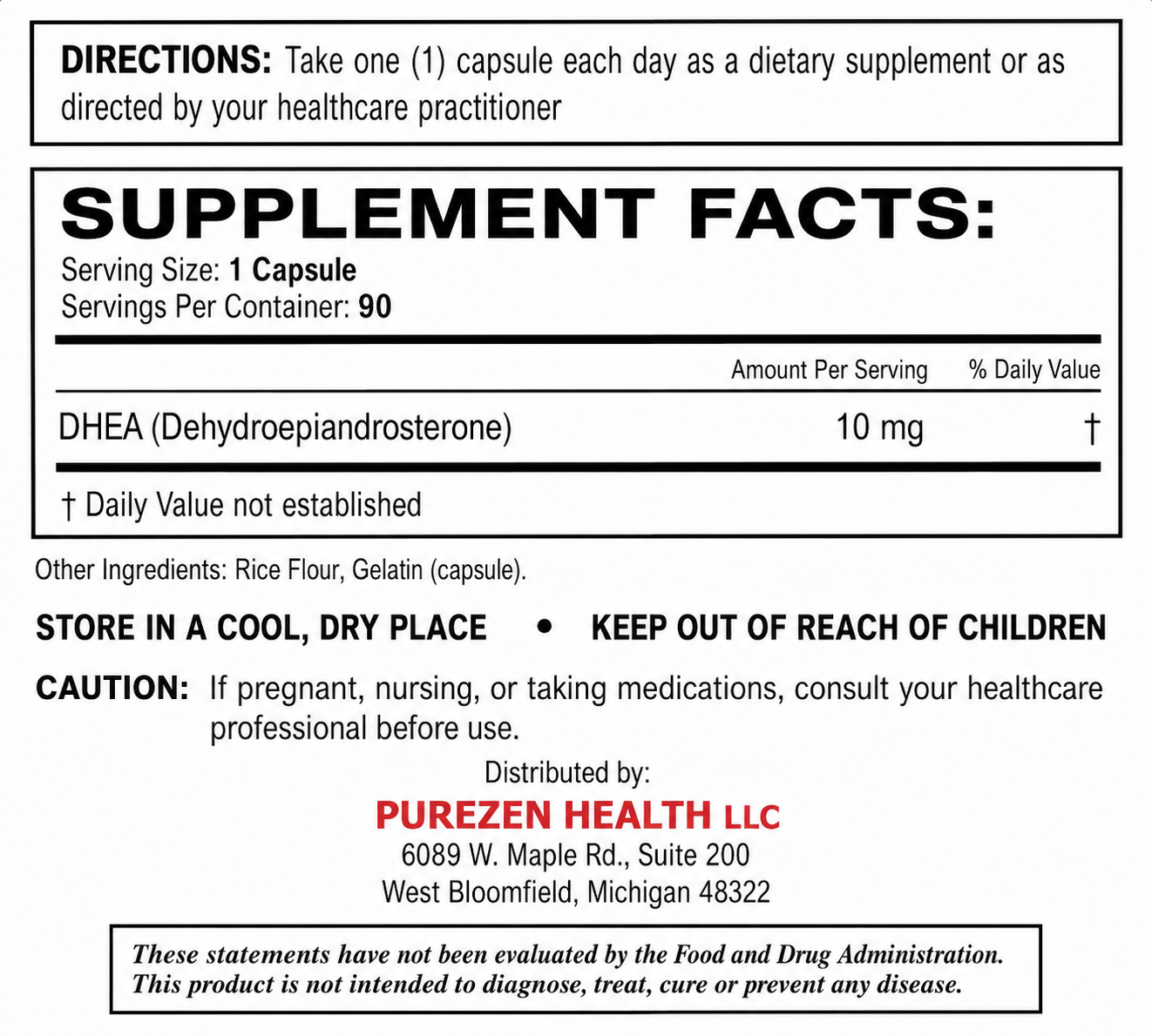 DHEA 10mg- 90 Capsules
